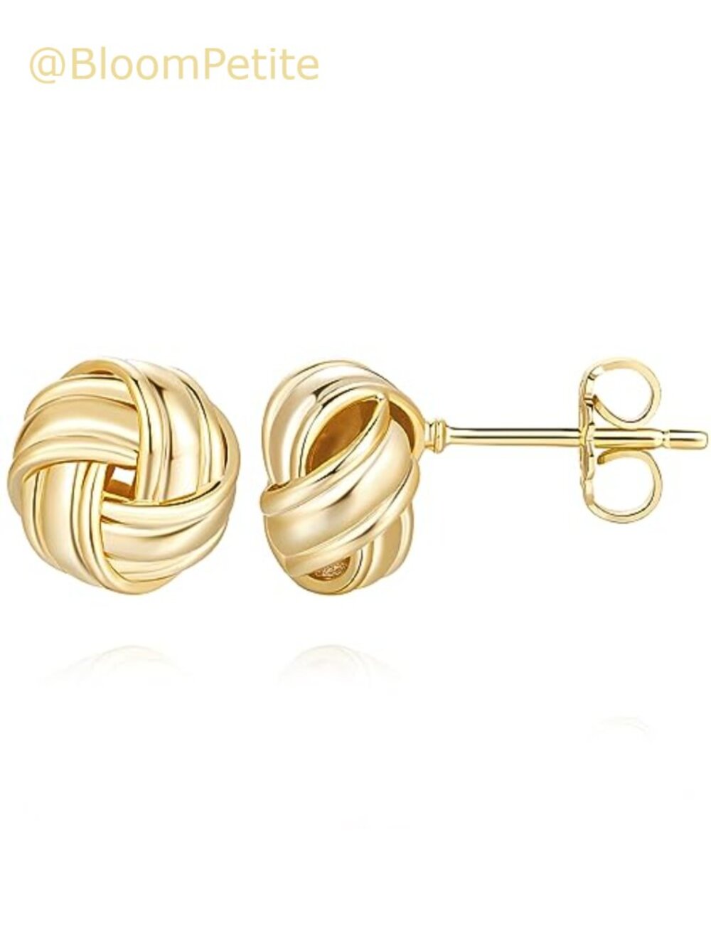Gold Plated Twisted Knot Stud Earrings for Women 14k Gold Everyday Wear